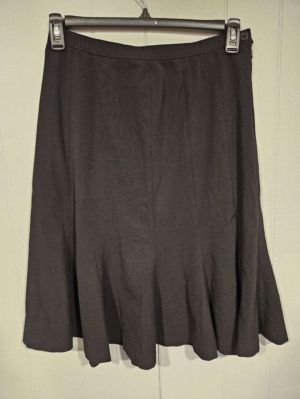Focus 2000 Womens Size 8 Black Flare A-Line Midi Skirt Career Office Side ZipM